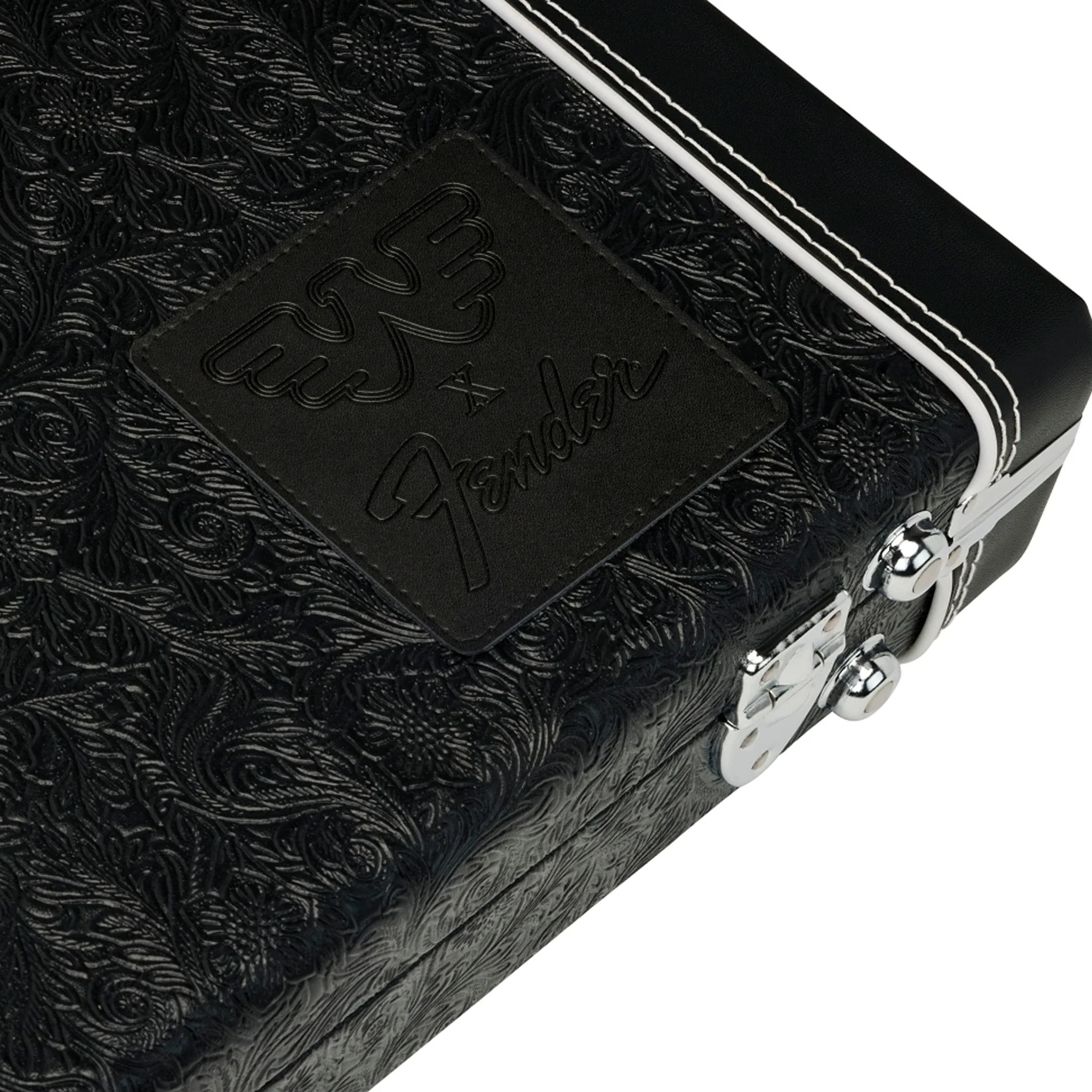 Fender Waylon Jennings Stratocaster/Telecaster Case, Black Tooled Leather - Image 5