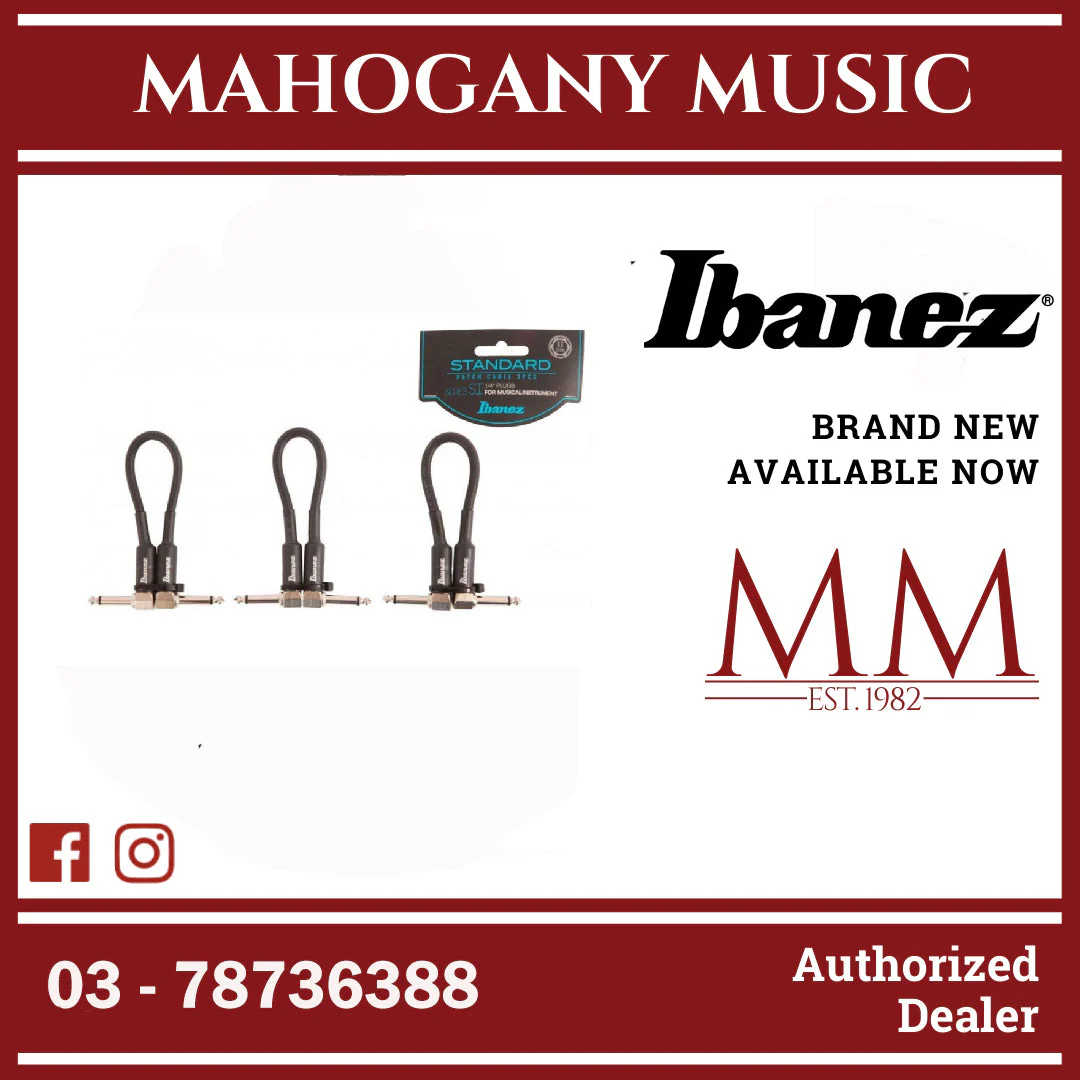 Ibanez SI05P3 Guitar Cable, 3/Set Patch Cable 2 Right Angled Plugs