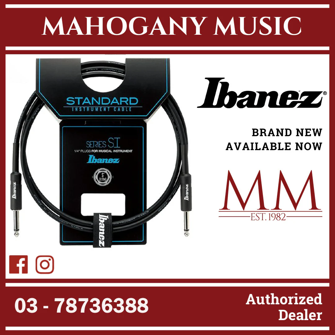 Ibanez SI5 Guitar Cable, 2 Straight Plugs, 5ft