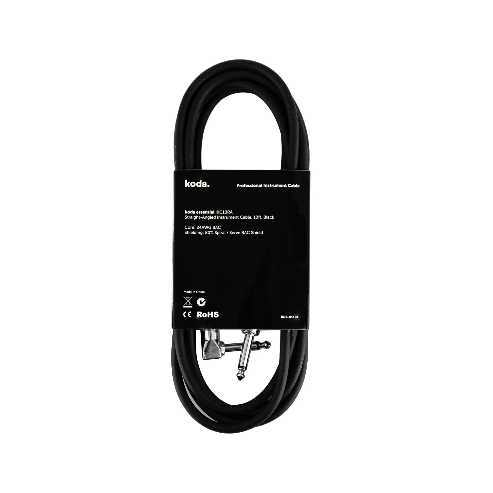 koda essential KIC10RA Straight-Angled Instrument Cable, 10ft, Black - Image 2