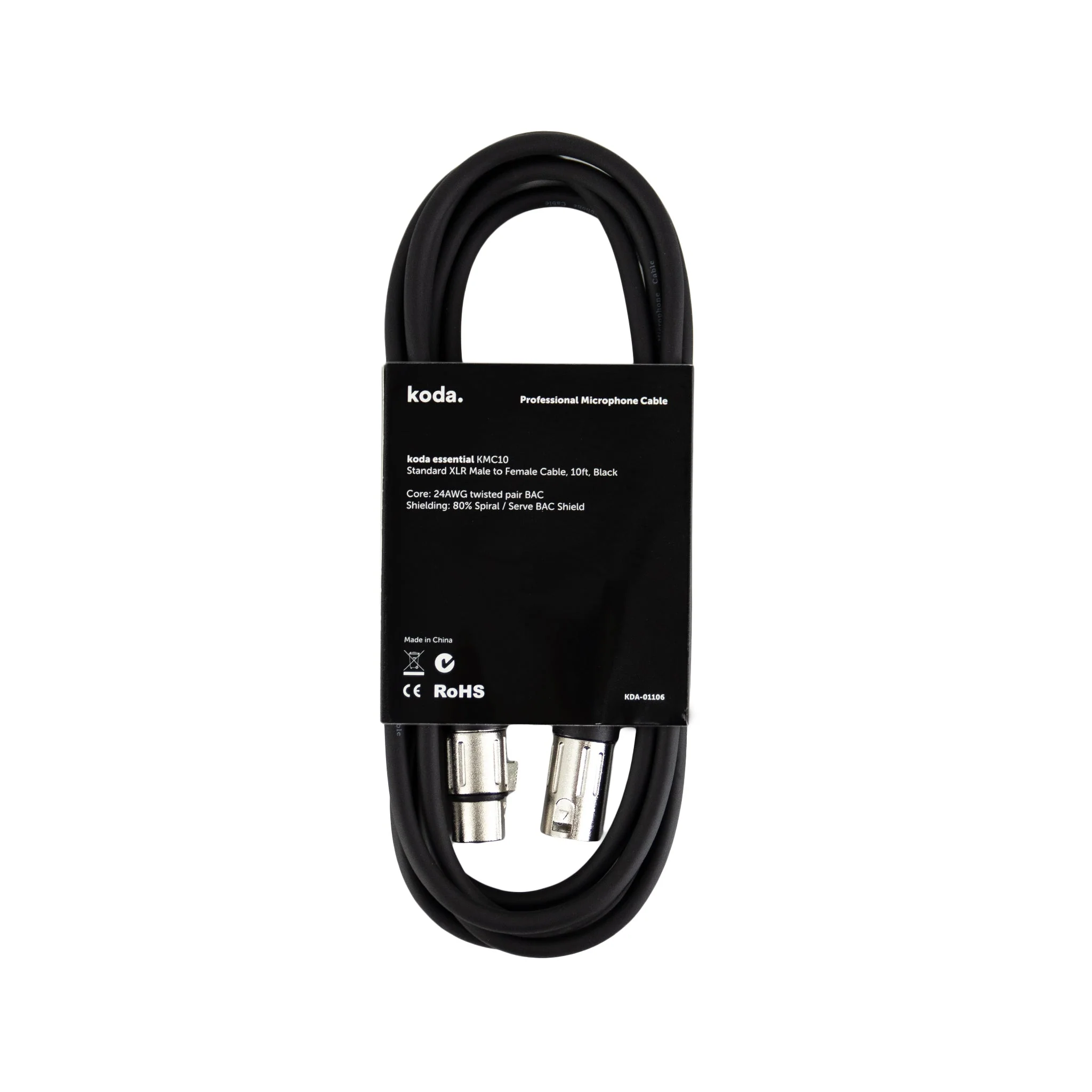 koda essential KMC10 Microphone Cable, 10ft, Black - Image 2