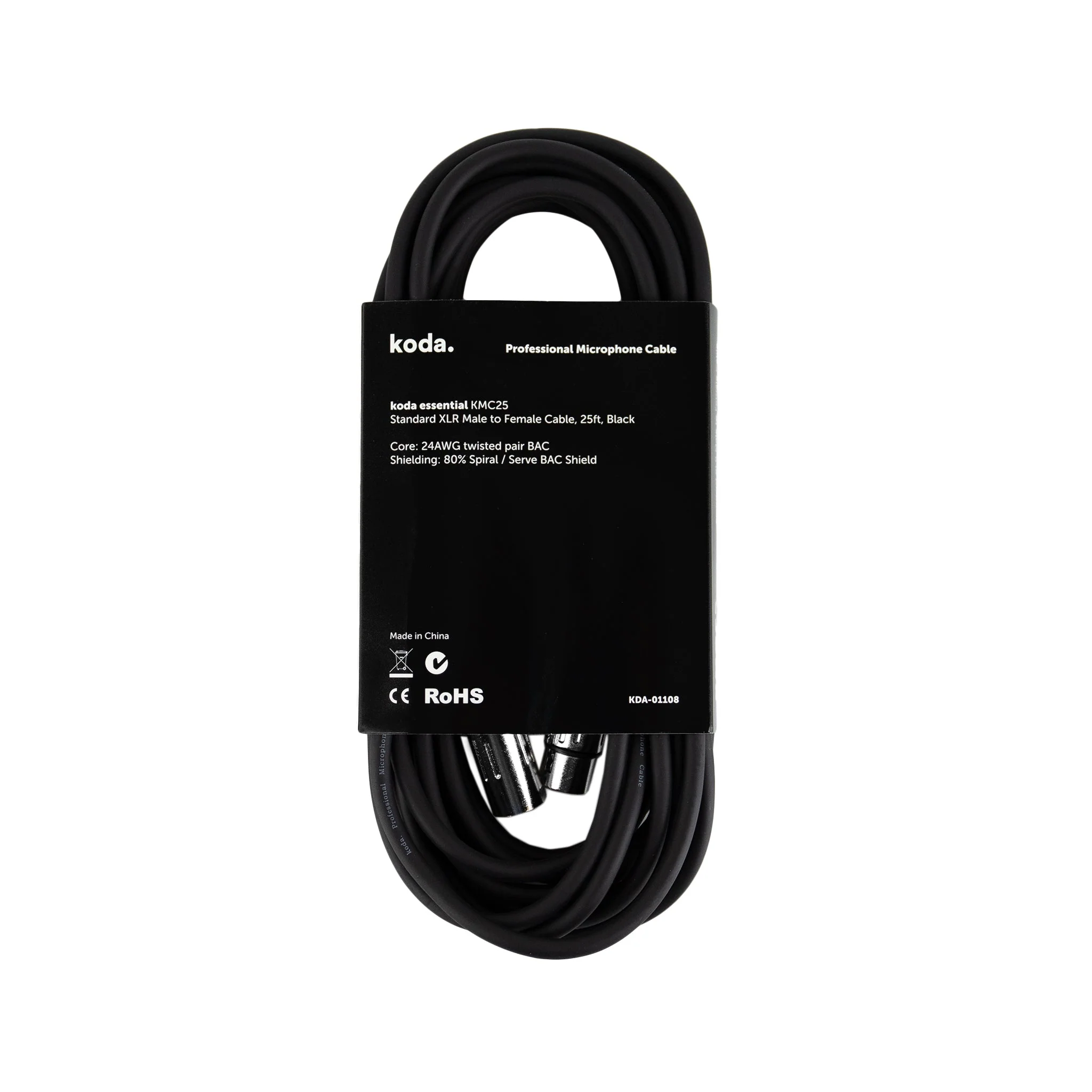 koda essential KMC25 Microphone Cable, 25ft, Black - Image 2