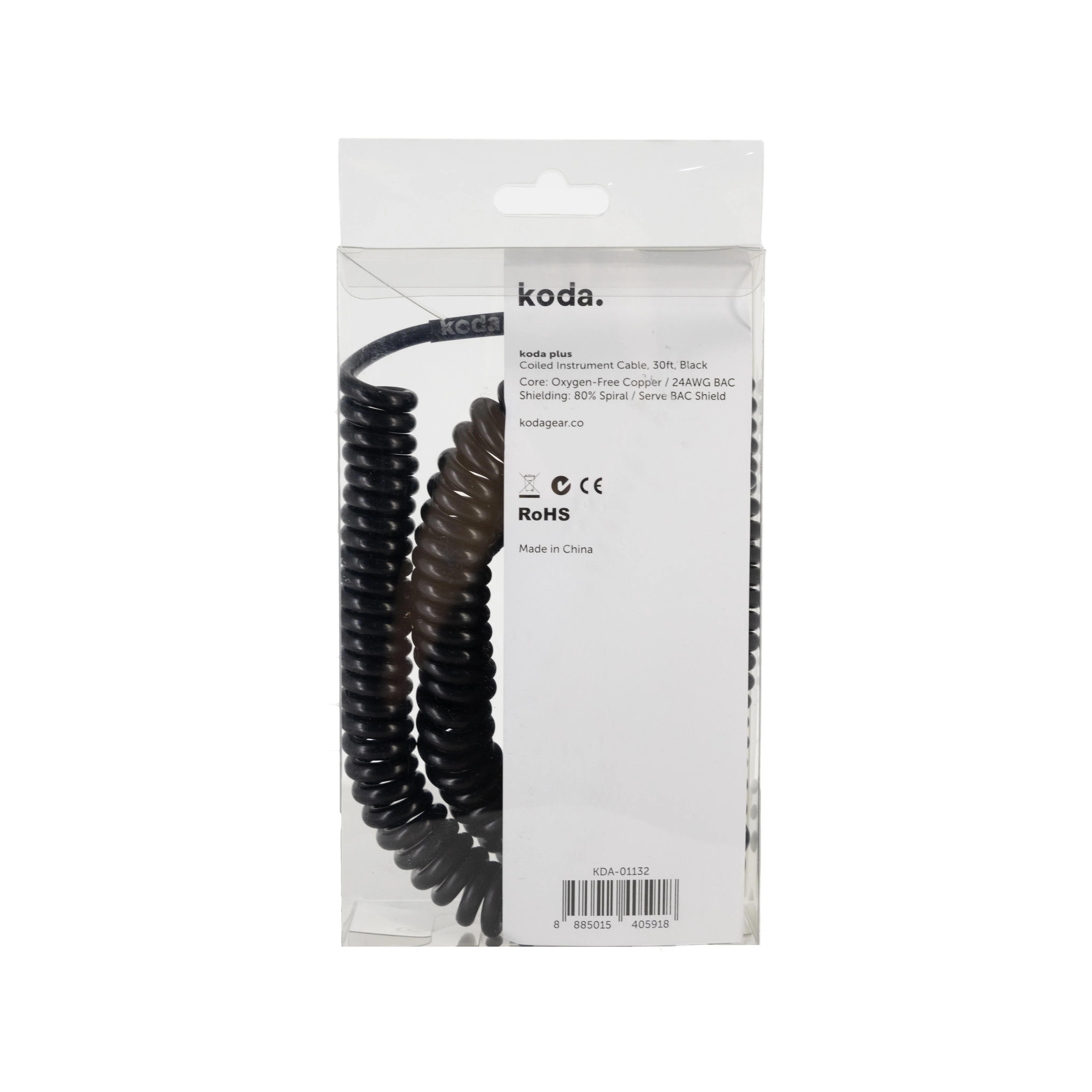 koda plus Coiled Instrument Cable, 30ft, Black - Image 2