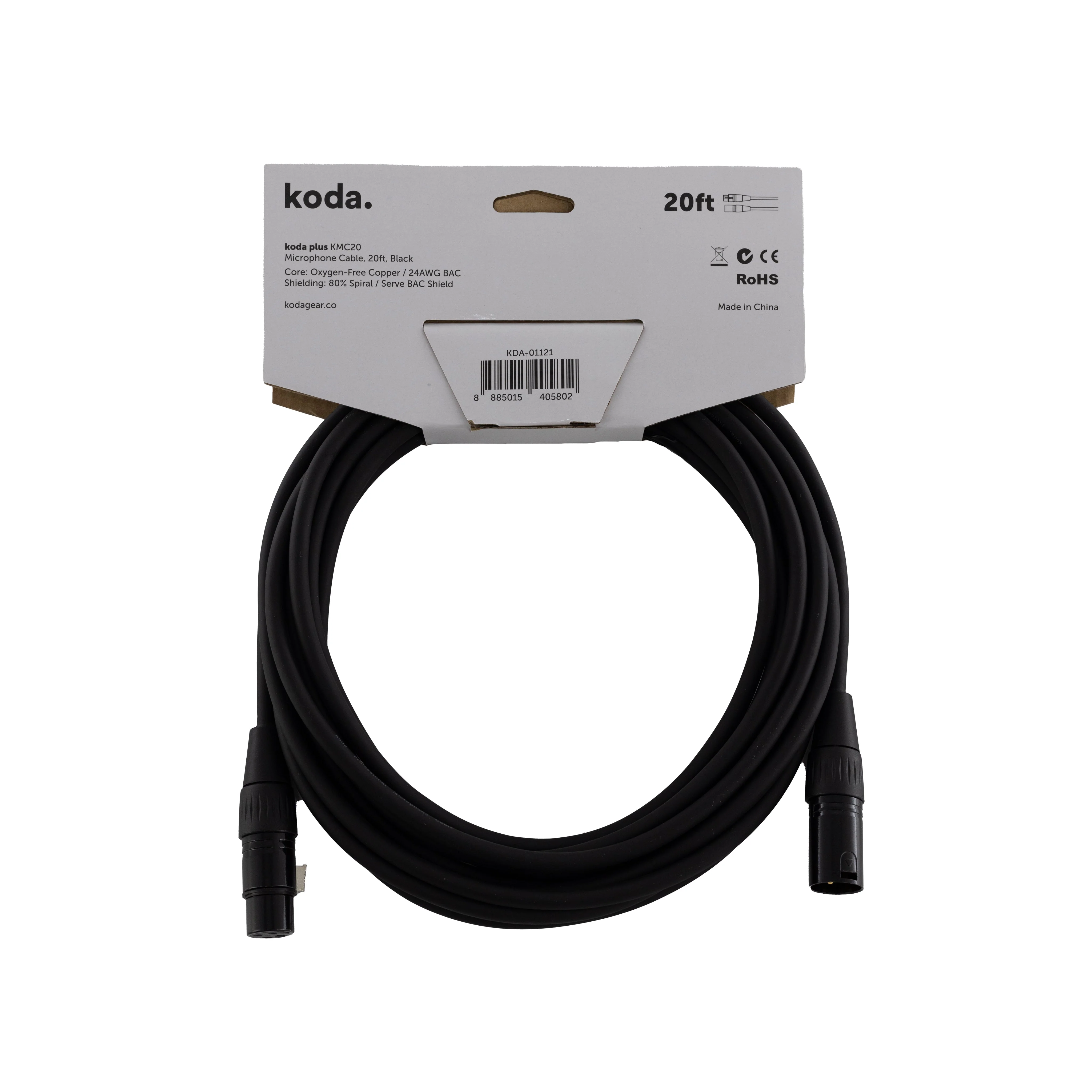 koda plus KMC20 Microphone Cable, 20ft, Black - Image 2