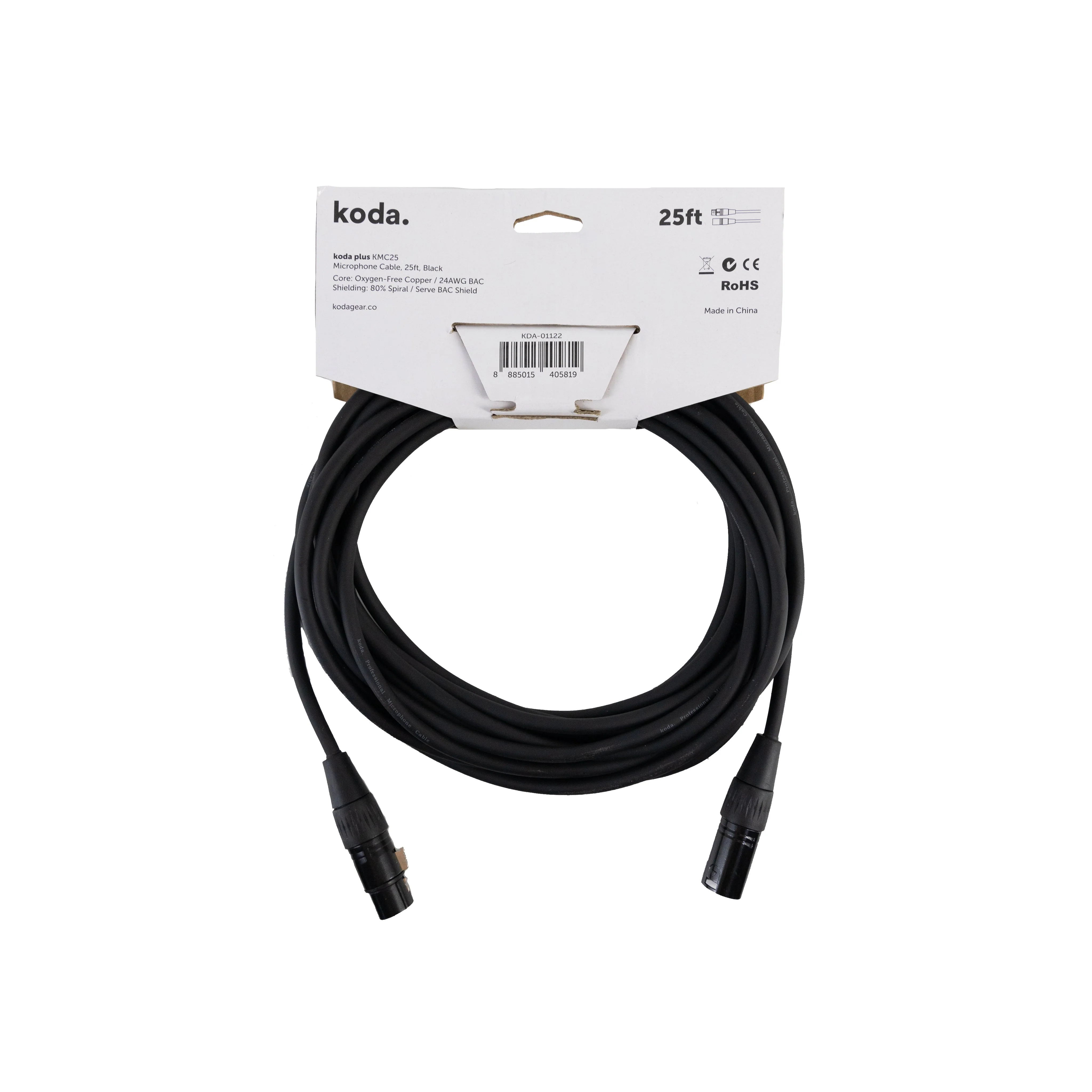 koda plus KMC25 Microphone Cable, 25ft, Black - Image 2