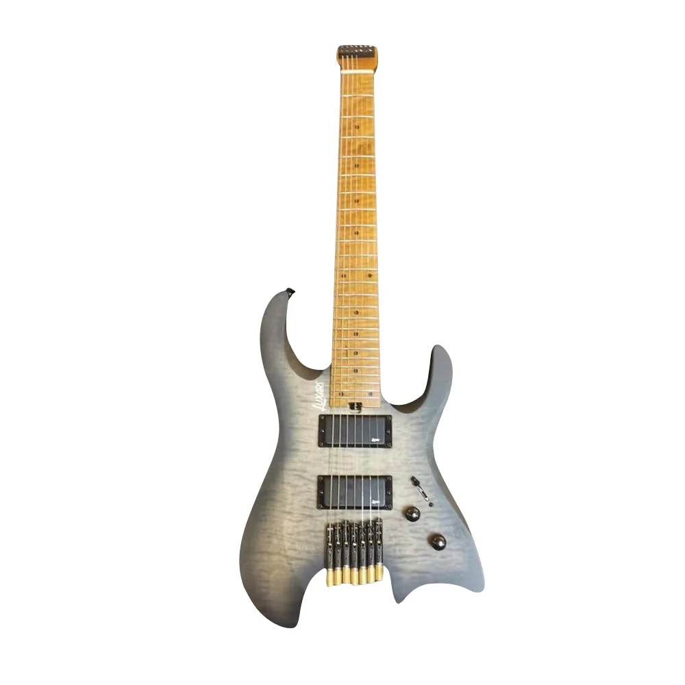 Luxars Headless S-G63-7 7 String Black Electric Guitar - Image 2