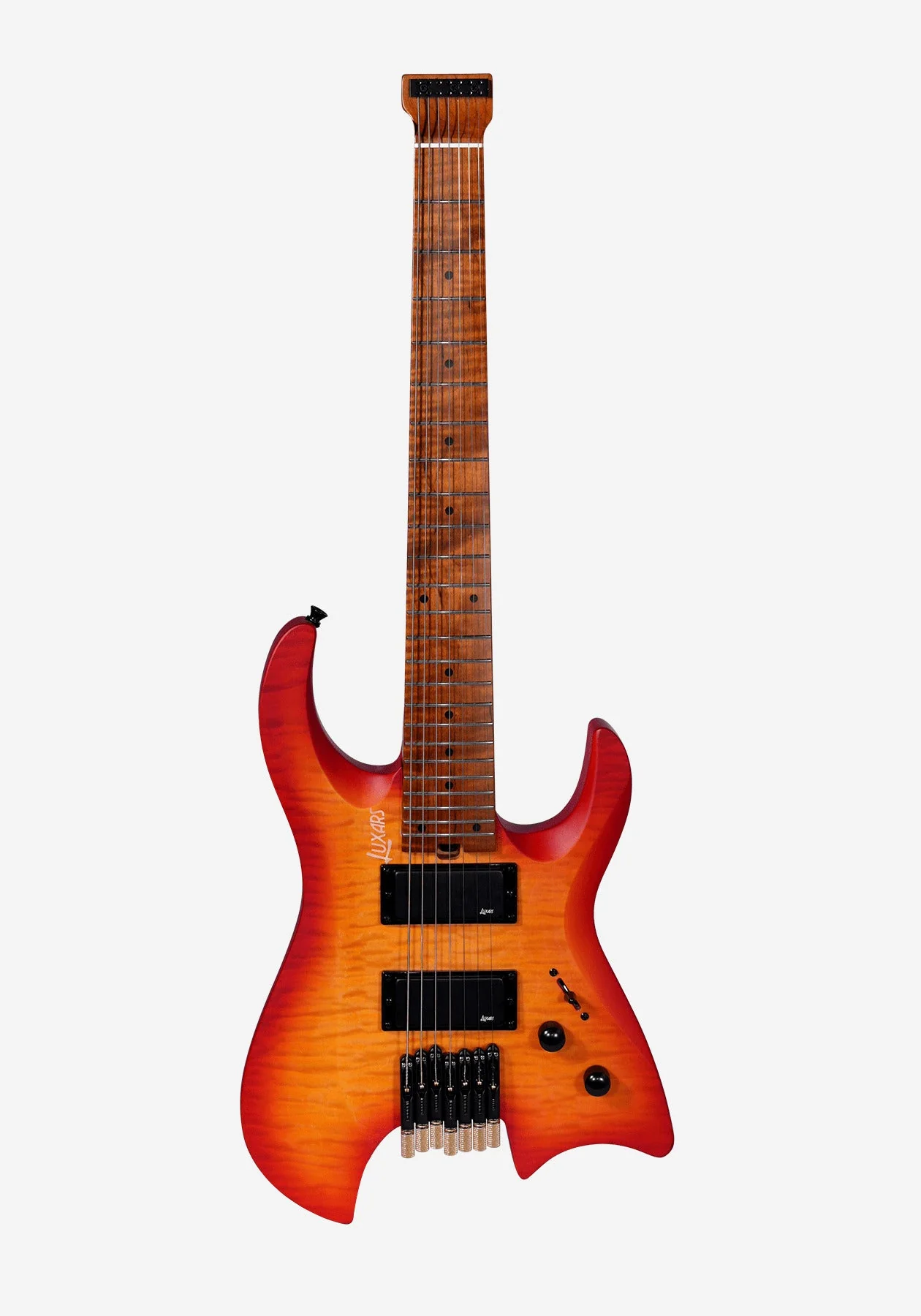 Luxars Headless S-G63-7 7 String Cherry Sunburst Electric Guitar - Image 2
