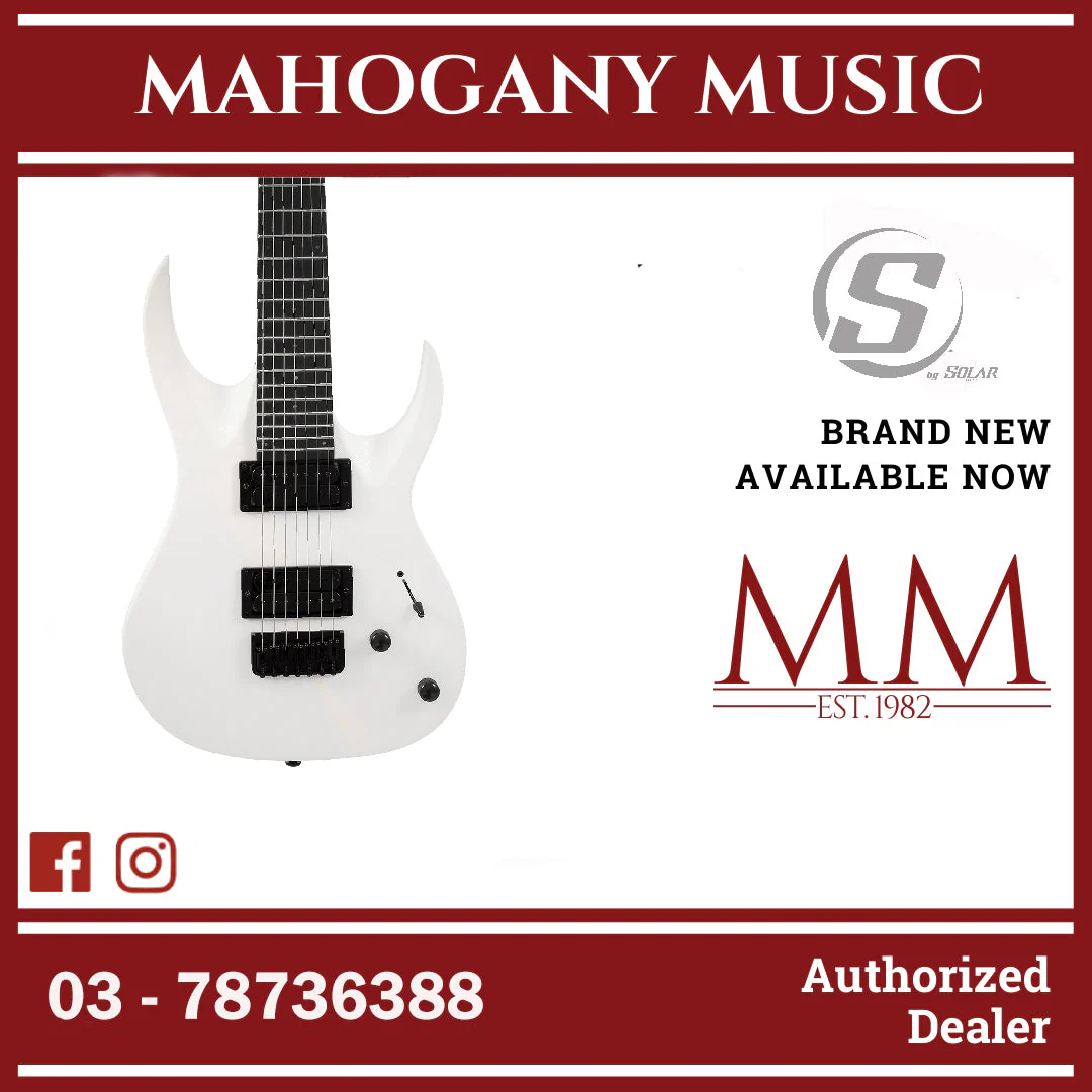 S by Solar AB4.7W – 7 String White Matte Electric Guitar