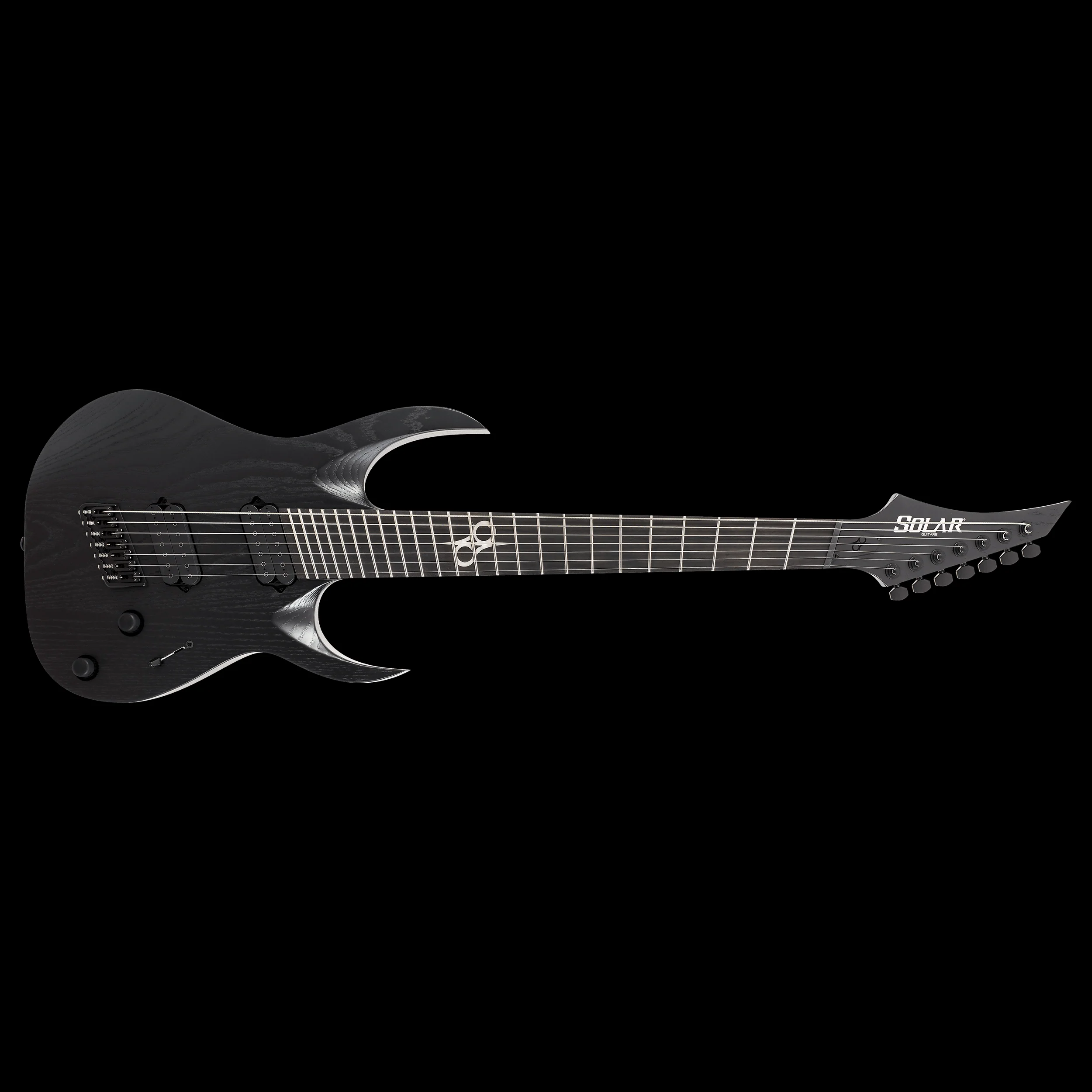Solar A1.7BOP-FF Fanned Frets BLACK OPEN PORE MATTE Electric Guitar - Image 2