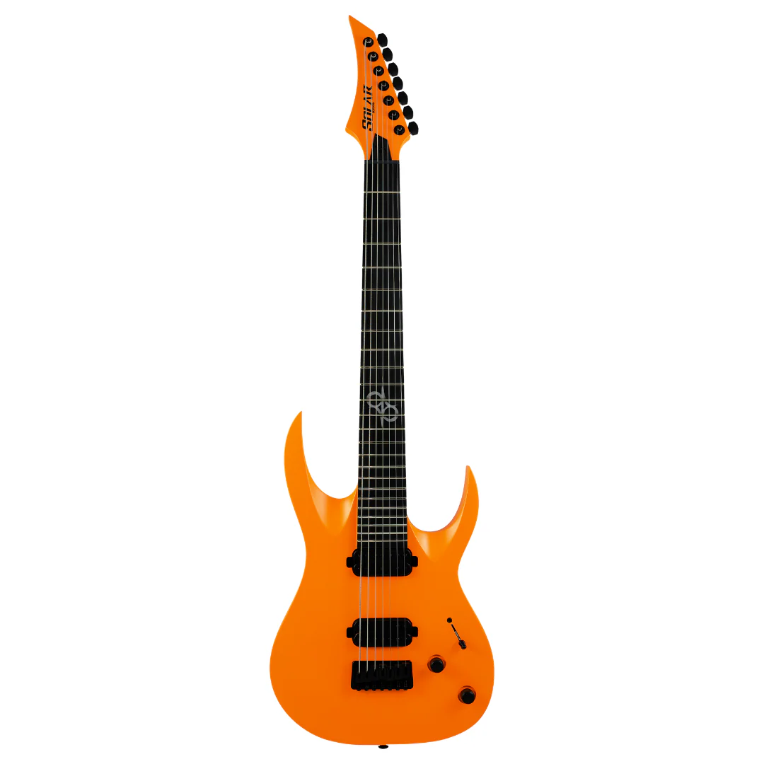 Solar A2.7ON 7 String Orange Neon Matte Electric Guitar - Image 2