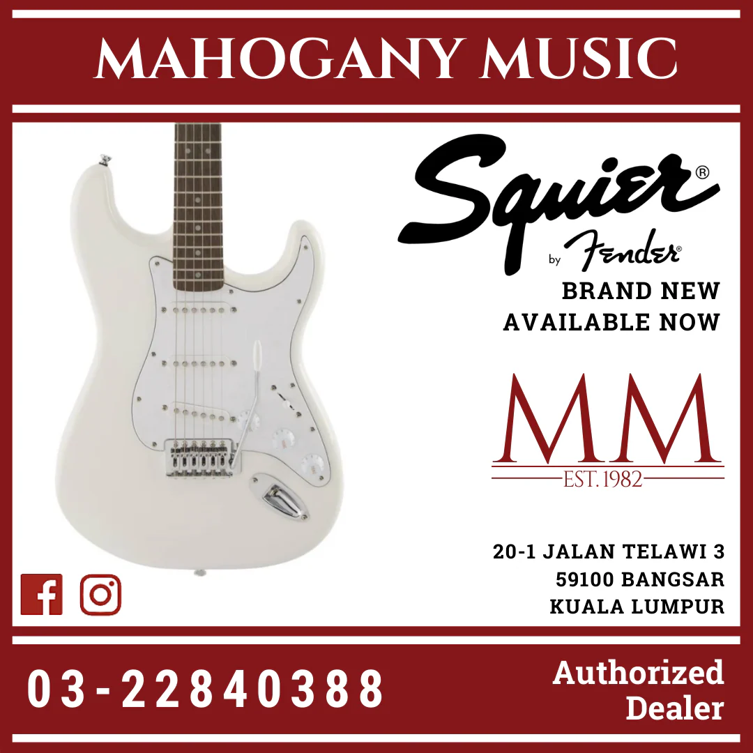 Squier FSR Affinity Stratocaster Electric Guitar, Laurel FB, Olympic White