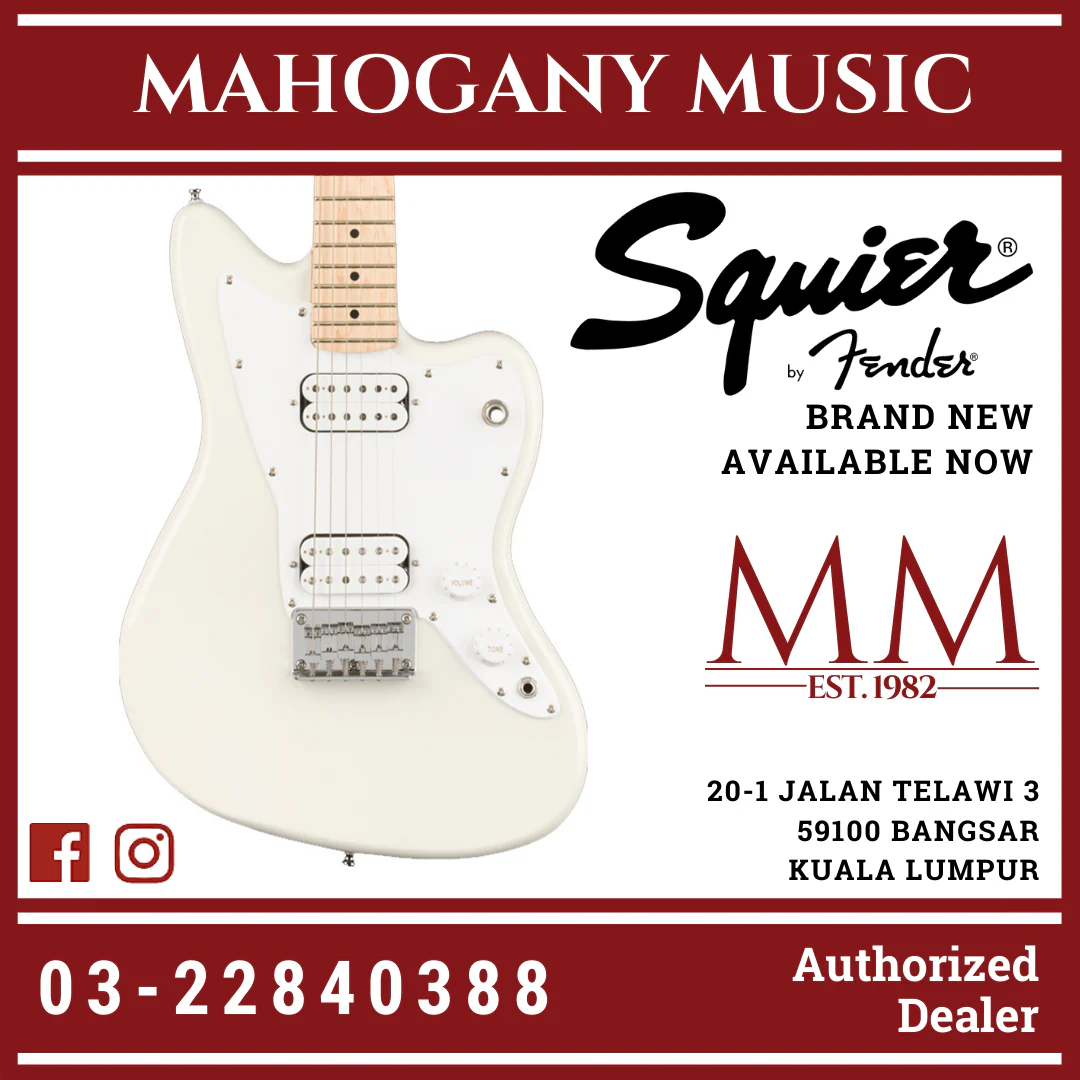 Squier Mini Jazzmaster HH Electric Guitar, Maple FB, Olympic White