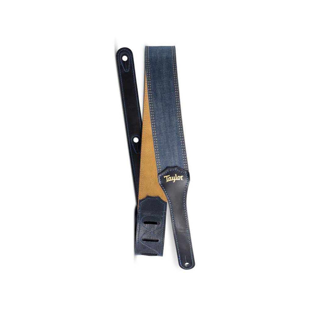 Taylor Blue Denim 2" Guitar Strap, Gold Logo