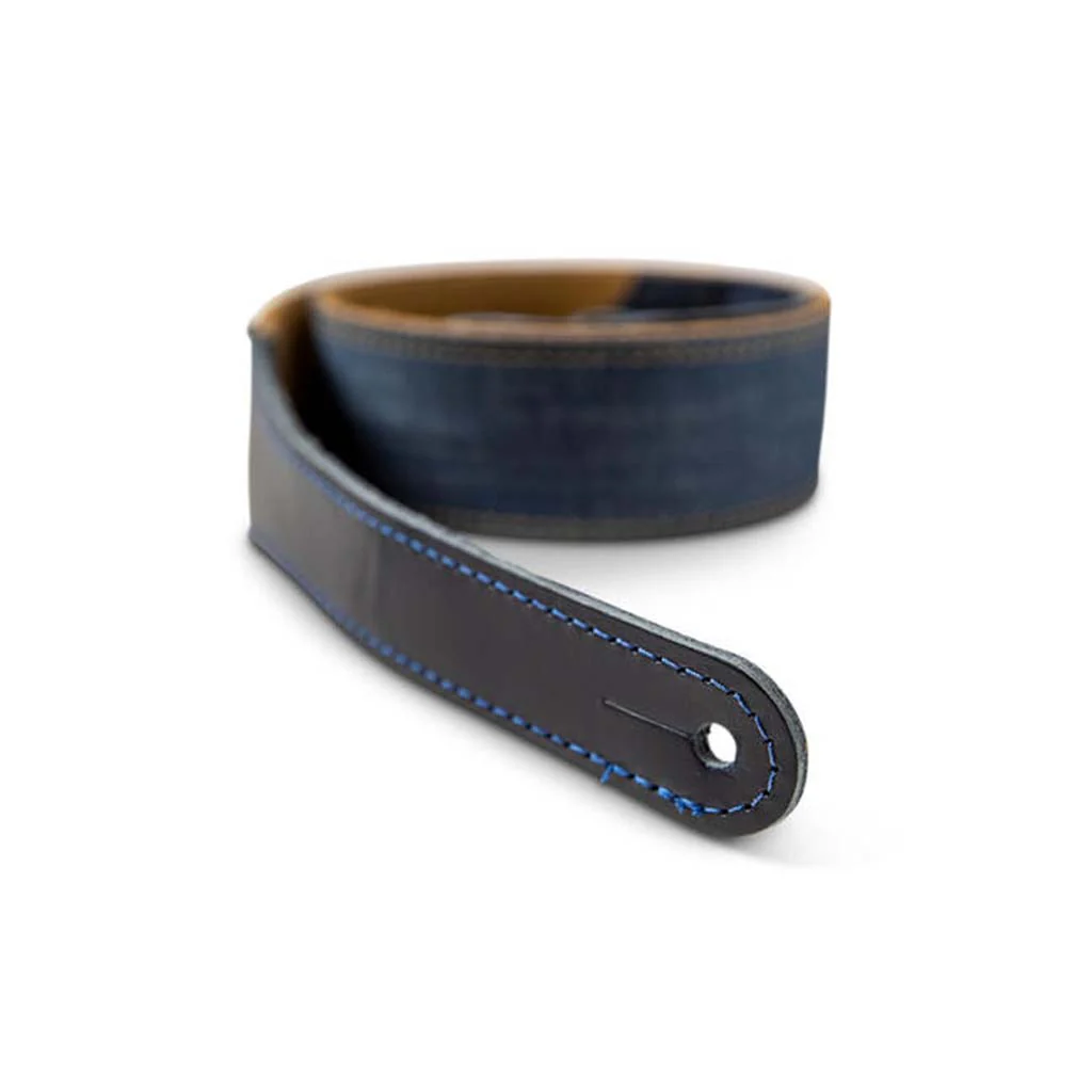 Taylor Blue Denim 2" Guitar Strap, Gold Logo - Image 2