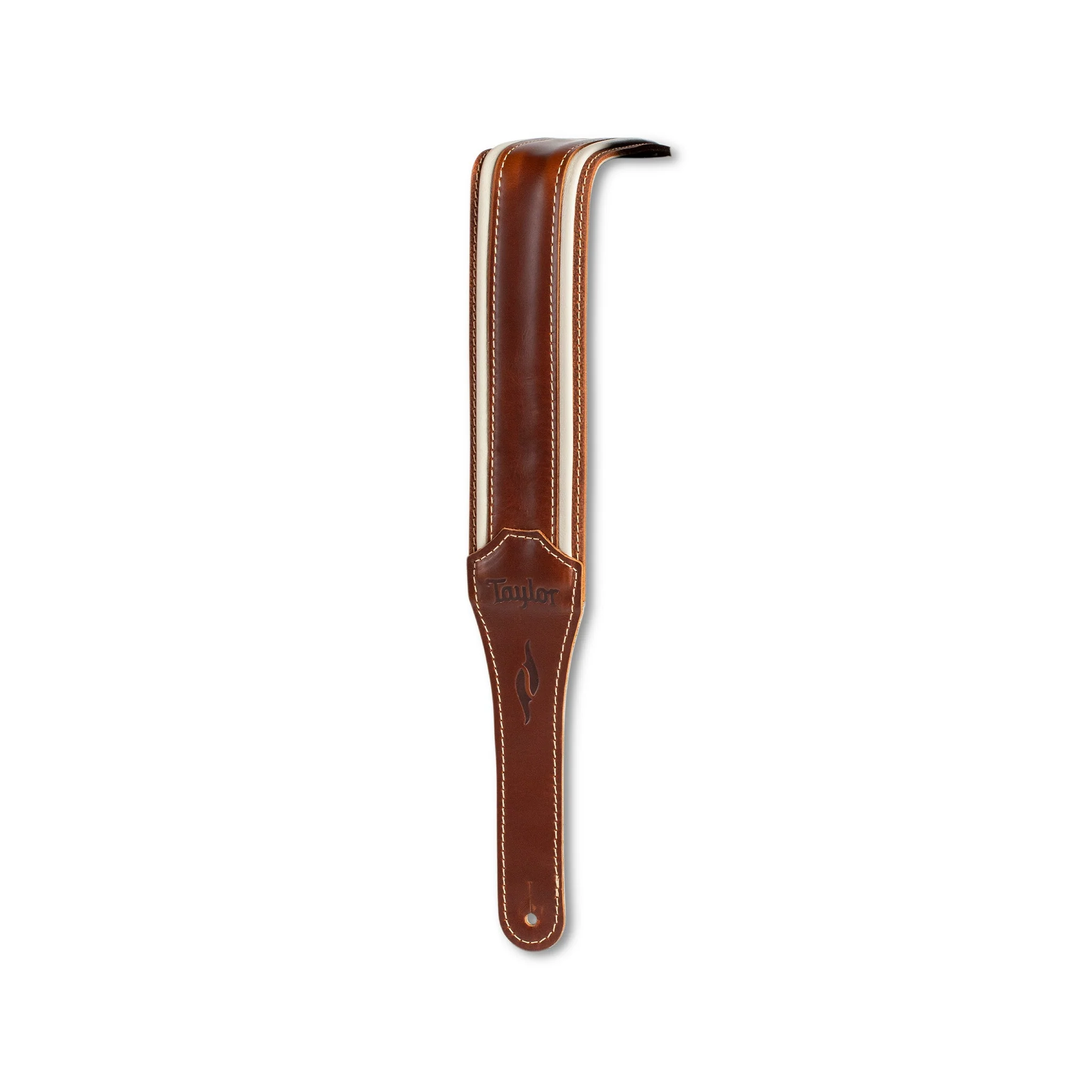 Taylor Element 2.5Inch Leather Guitar Strap, Brown/Cream - Image 4